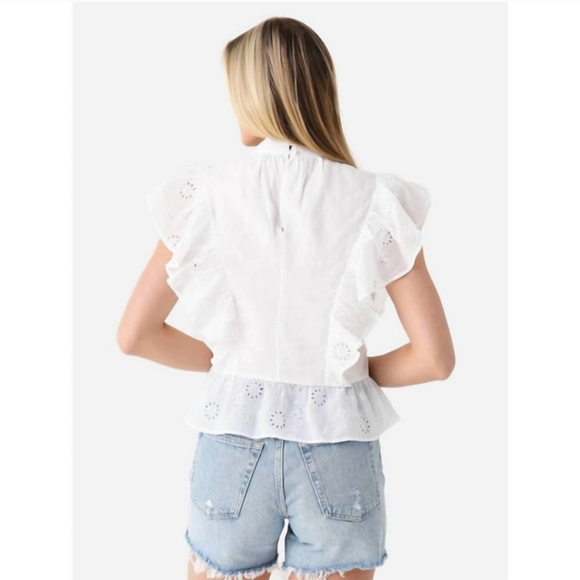 NWT FRAME White Eyelet Peplum Top - S - Picture 2 of 12